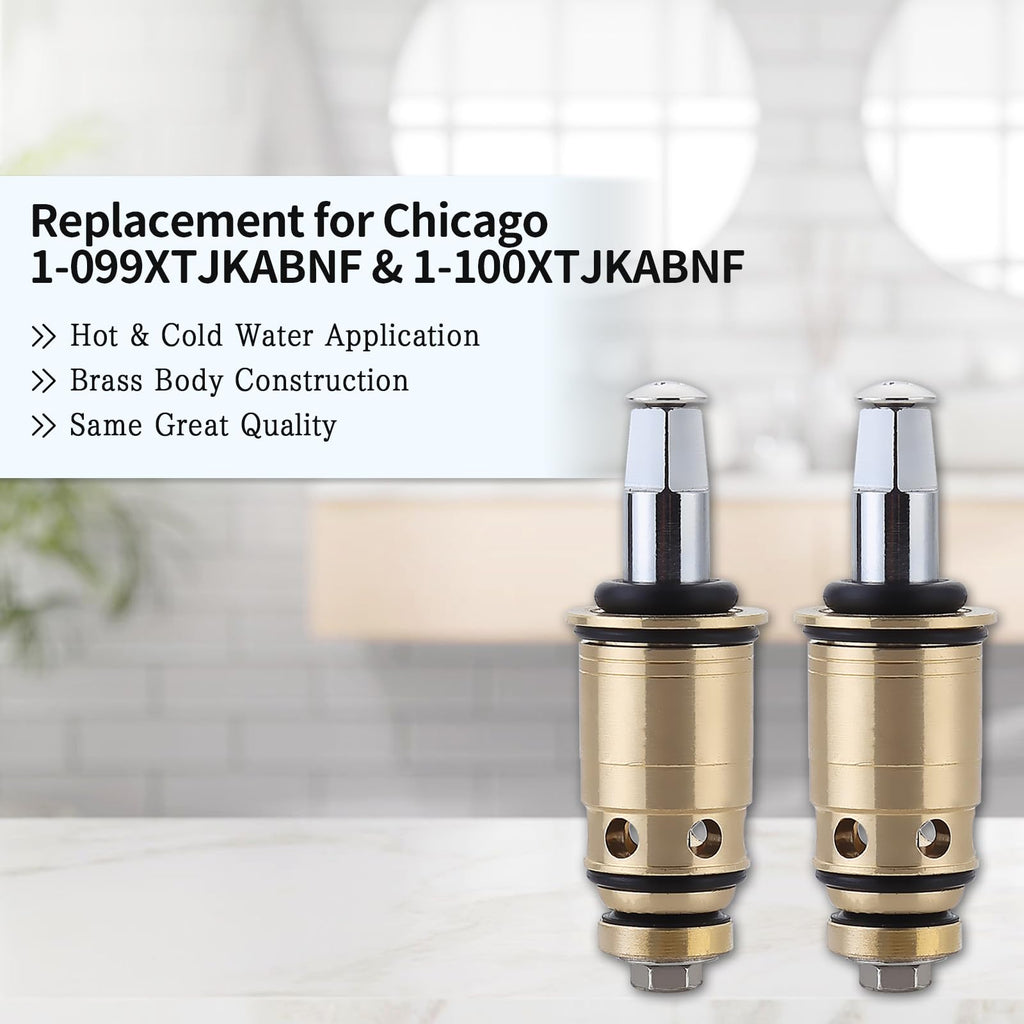 1-099XTJKABNF & 1-100XTJKABNF Quaturn Compression Cold & Hot Cartridge Kit Compatible with Chicago Faucets