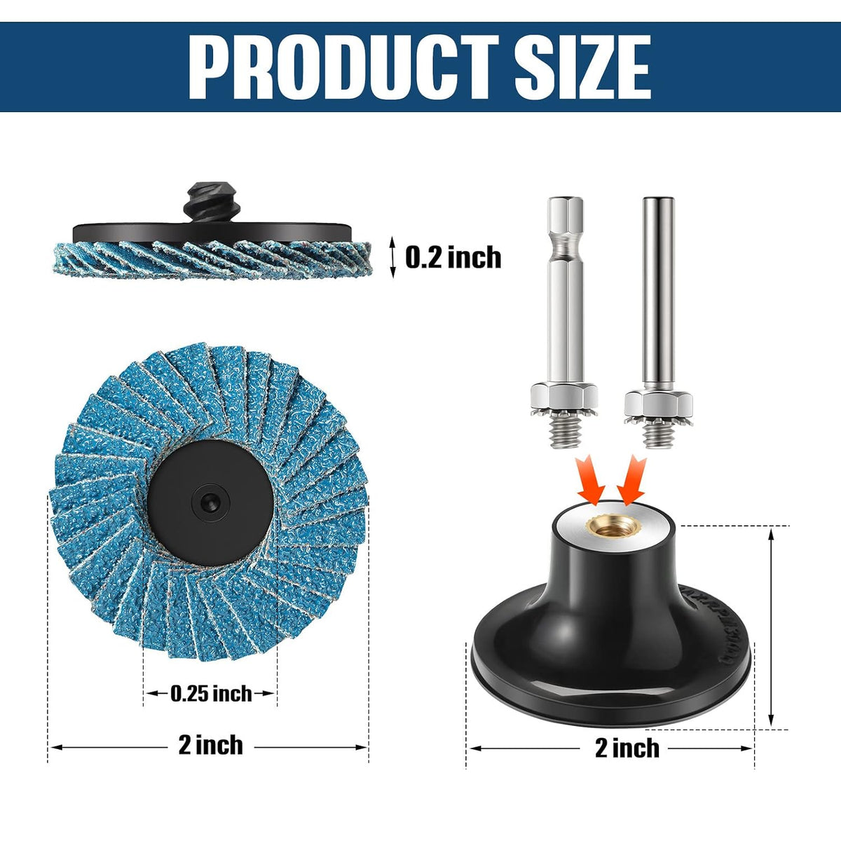 Chengu 48 Pcs 2 Inch Die Grinder Flap Disc with Pad Holder