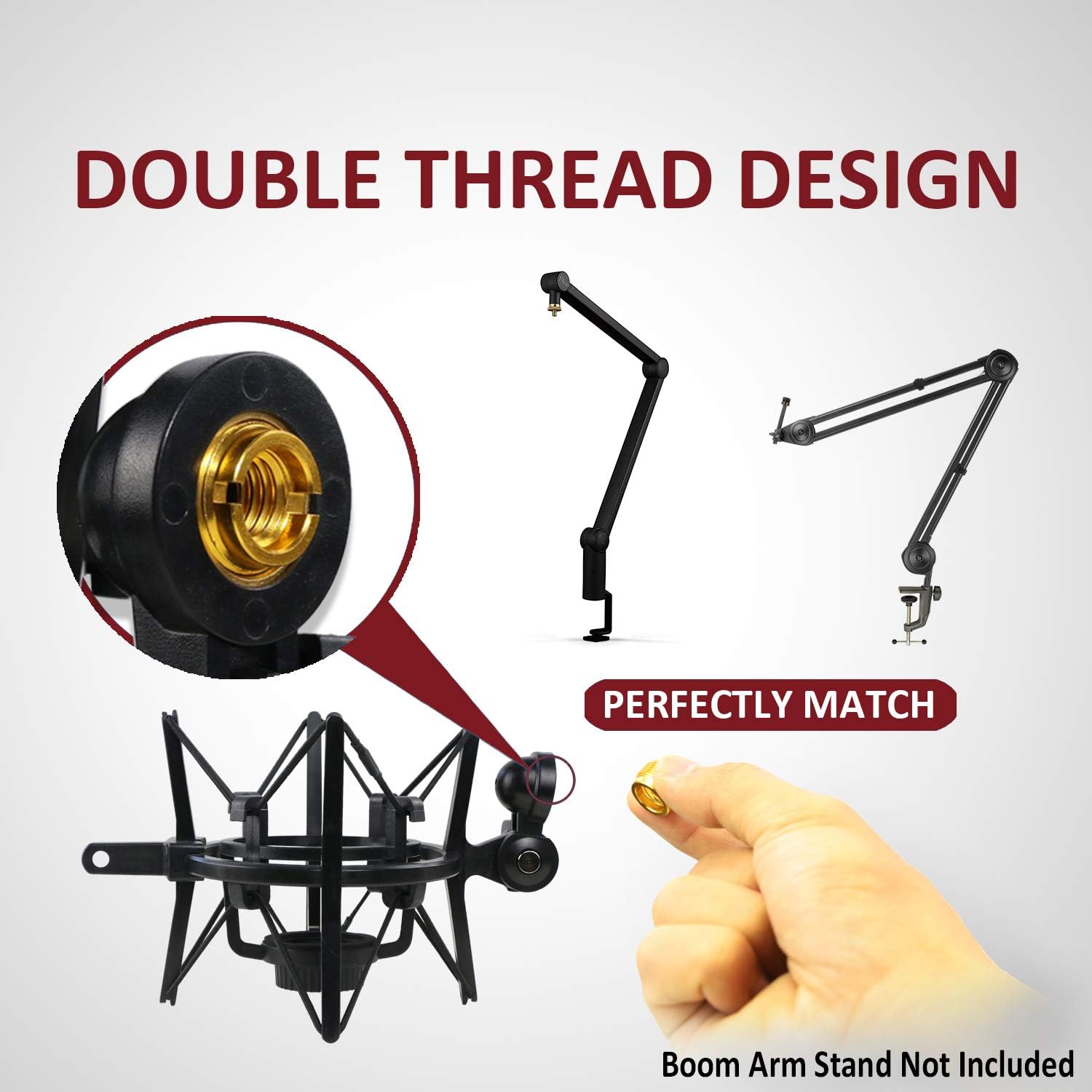 Blue Spark Shock Mount with Pop Filter, Windscreen and Shockmount to Reduce Vibration Noise Matching Mic Boom Arm for