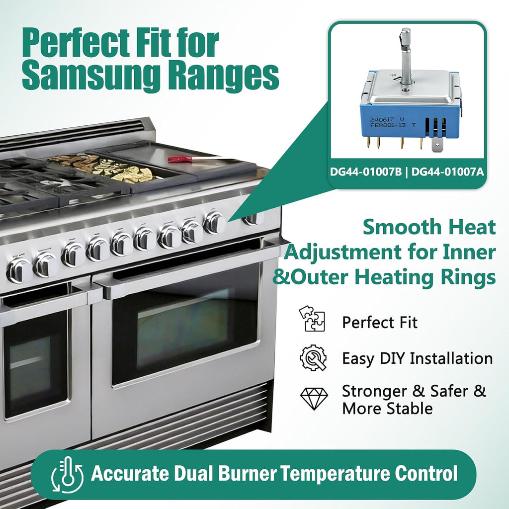 DG44-01007B Triple Burner Switch for Samsung Range, Replace DG44-01007A