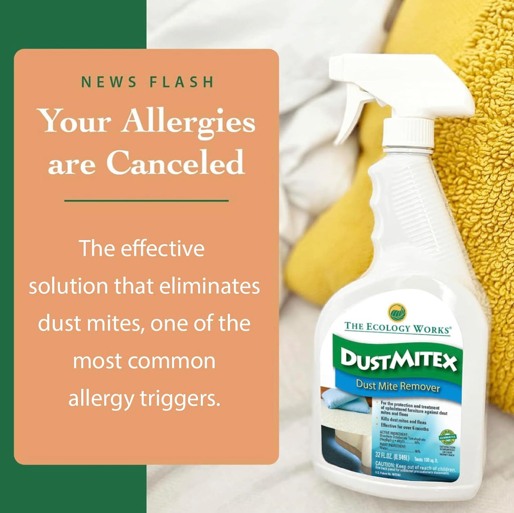 DustmiteX Spray - Allergy & Asthma Relief - Removes Dust Mites from Home, Bed, Pet Bedding & Furniture