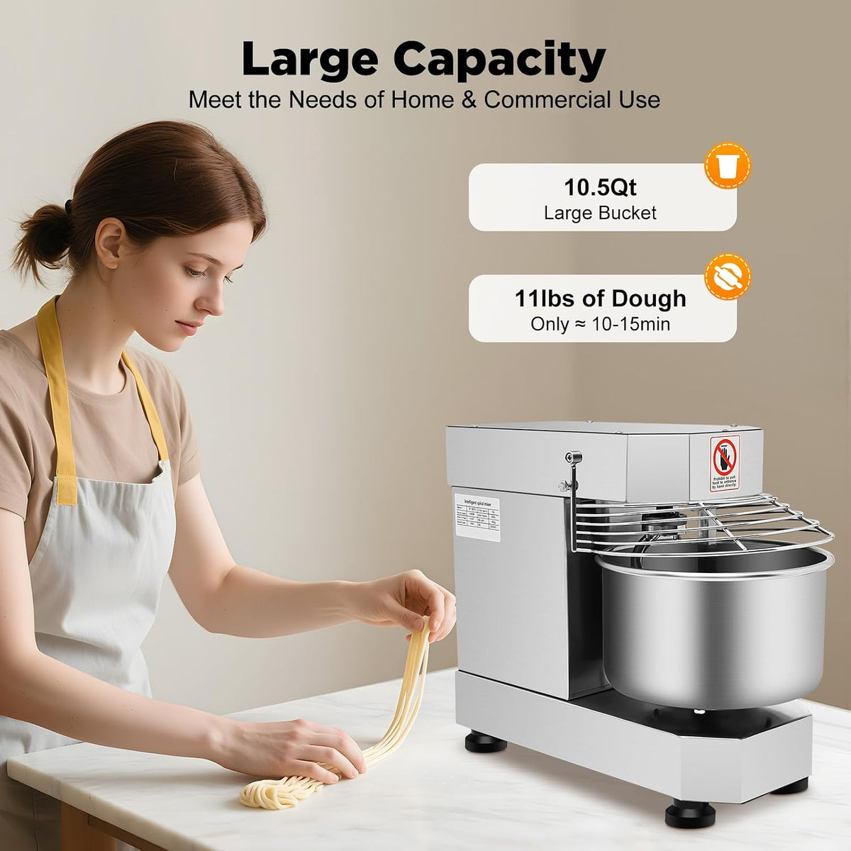 10L Dough Kneading Machine, 750W Commercial Bread Dough Mixer, 110V