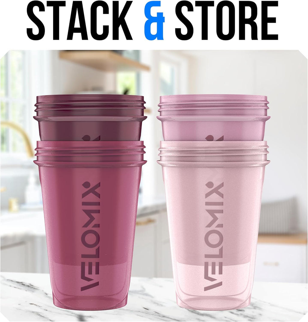 4 Pack 20oz Protein Shaker Bottle for Protein Mixes, Berry Blend | 4x Wire Whisk, Leak Proof Shaker Cups for Protein