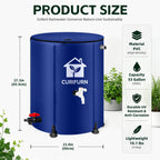 53 Gal Collapsible Rain Barrel with Spigot, Filter and Overflow Kit, Blue