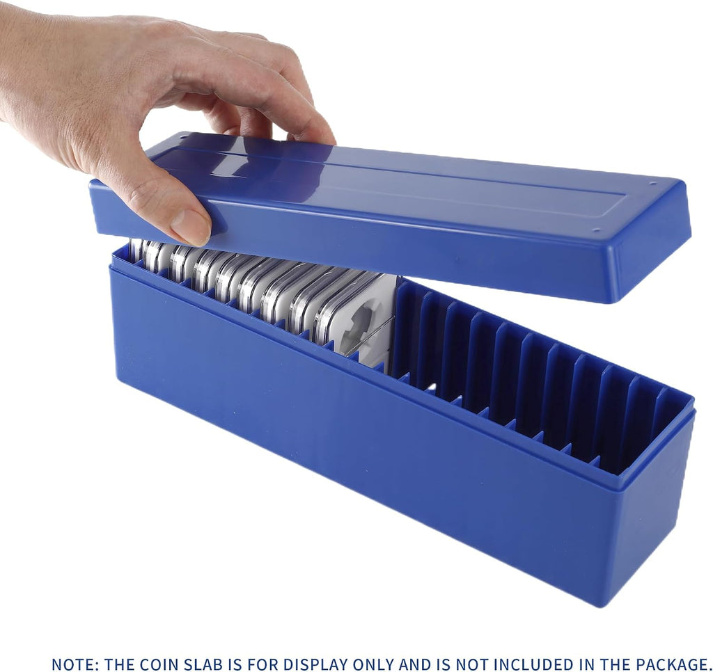 Plastic Coin Slab Storage Box for NGC Graded Coin Cases | 20-slot plastic organizer for PCGS, PMG and Premier coin