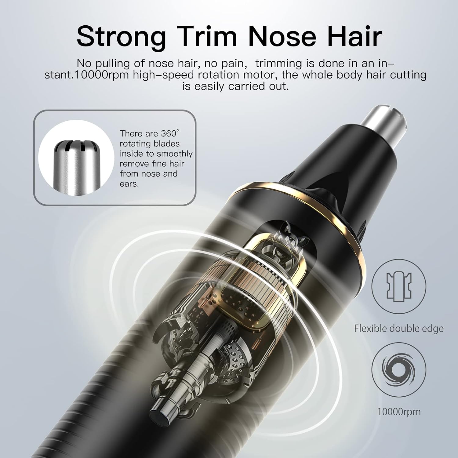 Nose Hair Trimmers for Men，Rechargeable Hair Trimmer 2 in 1 Painless Multifunctional Ear and Nose Hair Trimmer with