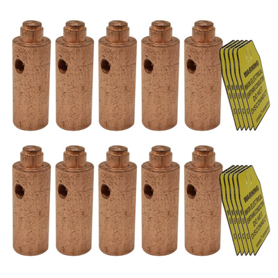 Copper Ground Rod Clamp with Electrical Tag, Loose-proof Ground Connector Lock by Hammer for Grounding Rod and Wire