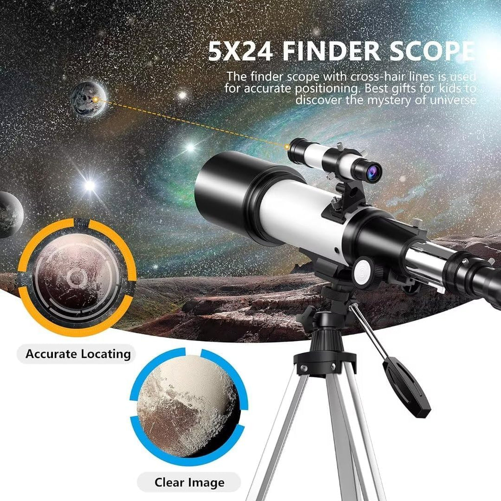 Astronomical Telescope, 70mm Aperture 400mm AZ Mount Refracting Telescope Beginners with AZ Mount Tripod Phone