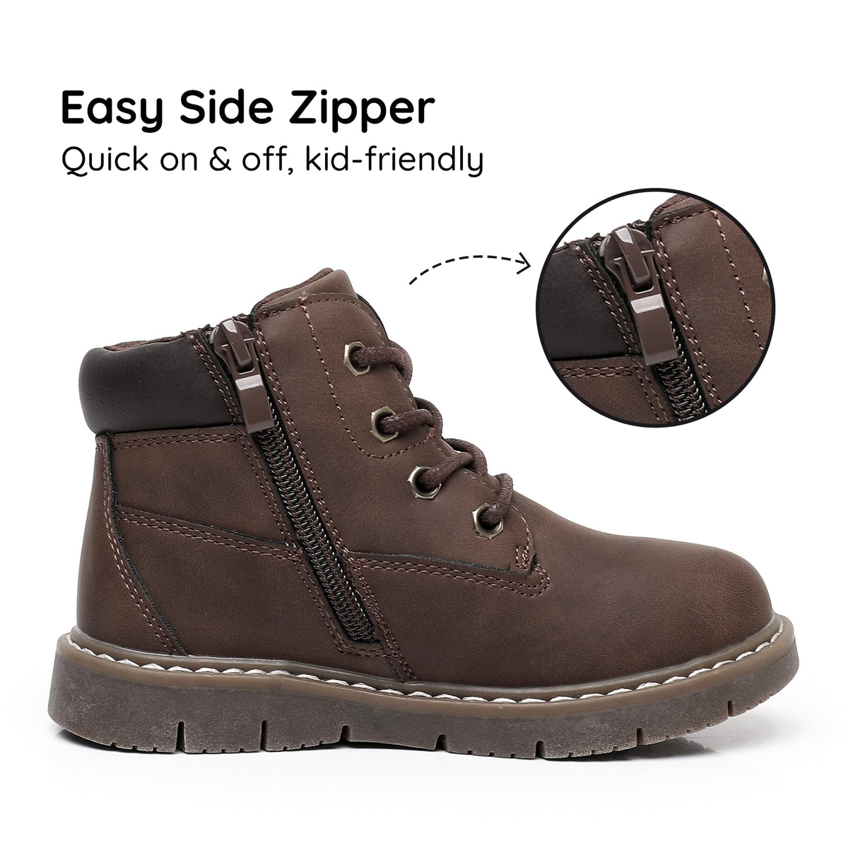 Toddler Boys Boots Kids Fall Ankle Work Boots Side Zipper