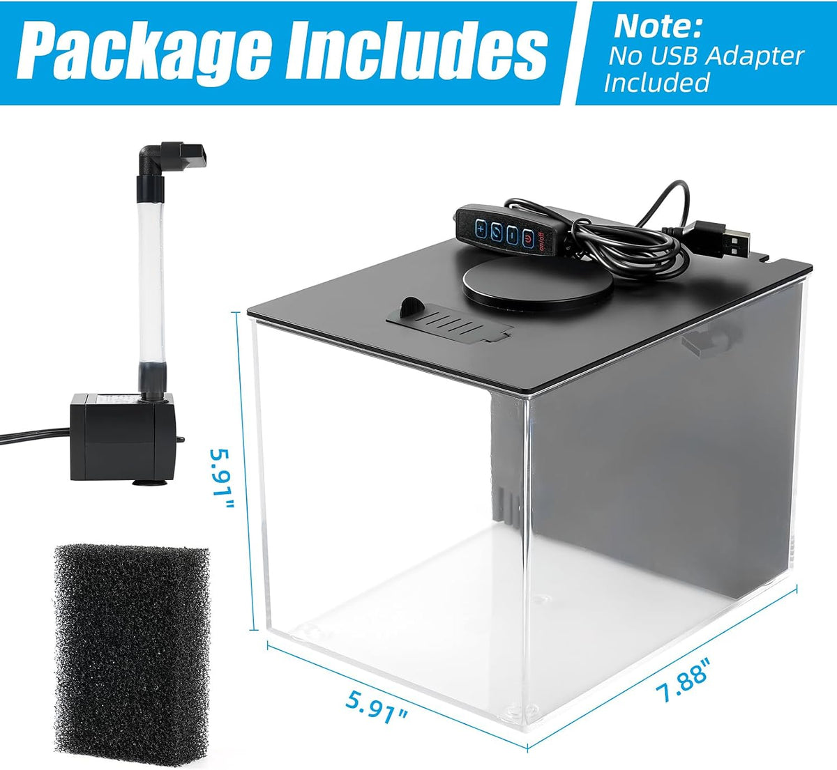 Fish Tank, 1 Gallon Betta Fish Tank, Small Aquarium Kit with LED Light and Water Filter Pump