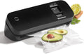 Space Saving Food Vacuum Sealer, Black with 2 Quart Vacuum Seal Bags, Pack of 1, Compact (Black)