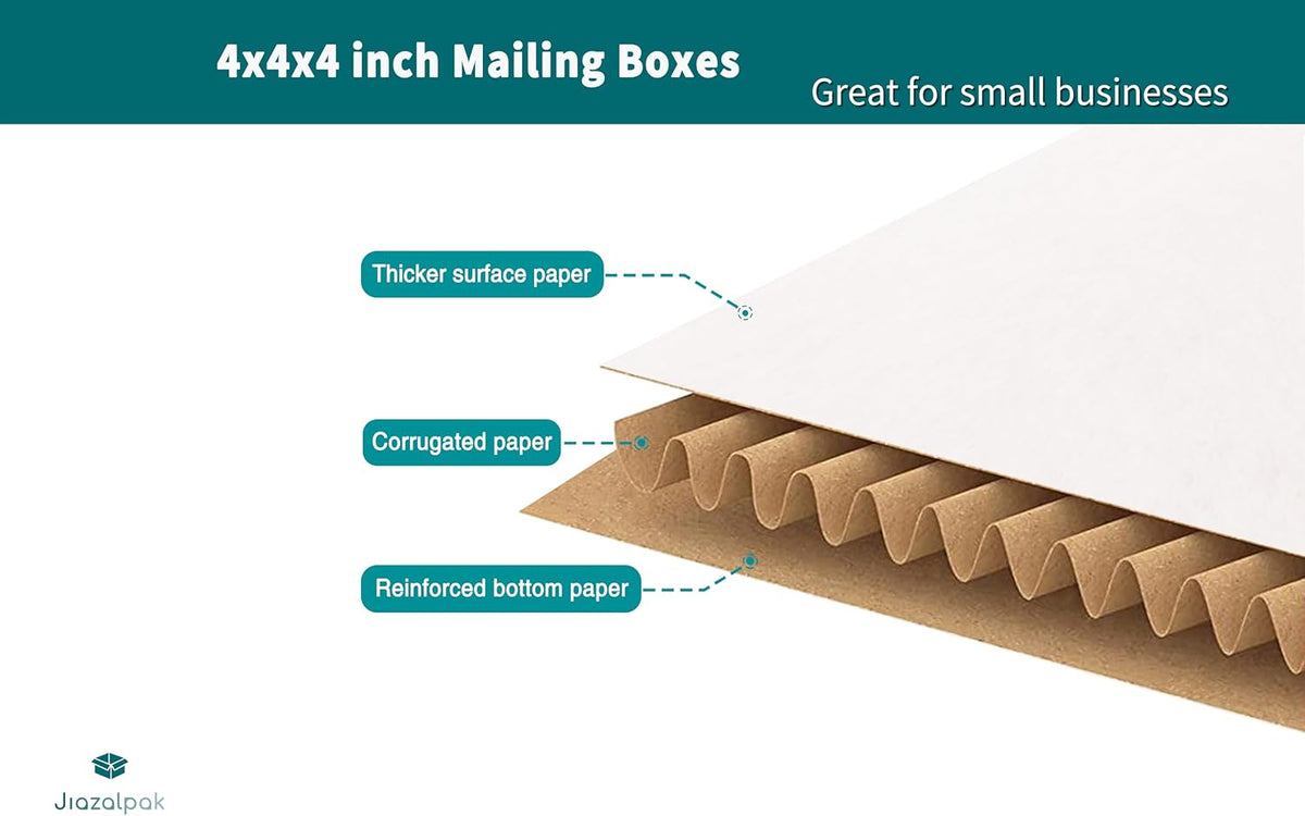 4x4x4 inch Shipping Boxes, 4x4 White Small Box, 25 Pack