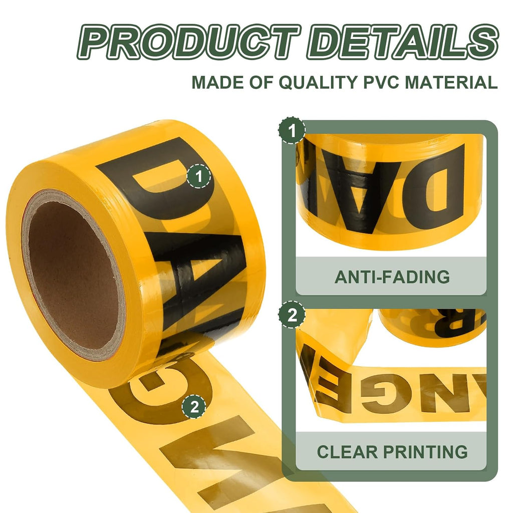 328ft x 3" Warning Tape, High-Visibility PE Floor Marking Roll Caution Tape for Flagging Construction Outdoor