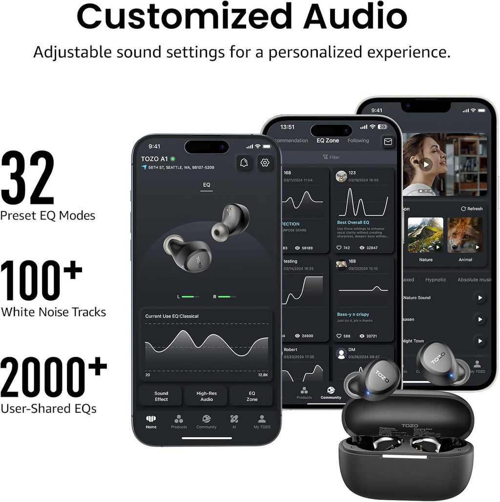 A1 Wireless Earbuds Bluetooth 5.3 Light Weight in Ear IPX5 Waterproof Headphones 2 Mic for AI Calls, Immersive