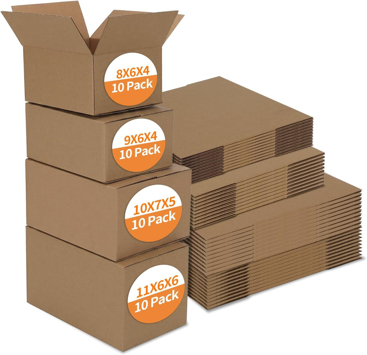40 Pack Brown Assorted Shipping Box, 11x6x6, 10x7x5, 9x6x4, 8x6x4