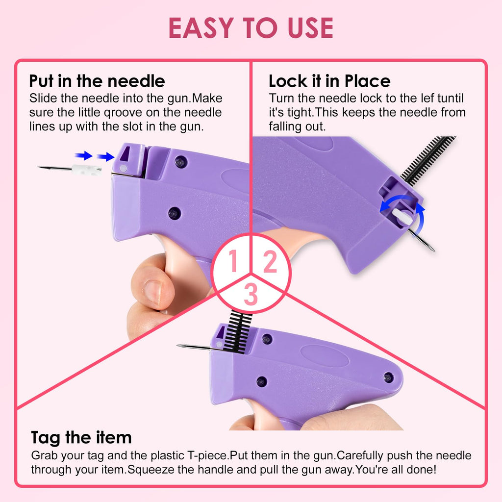 Stitch Gun for Clothes,Retail Tagging Gun for Clothing,Includes 6 Mini Needle,5000 Pcs Micro Fasteners(2500 White &
