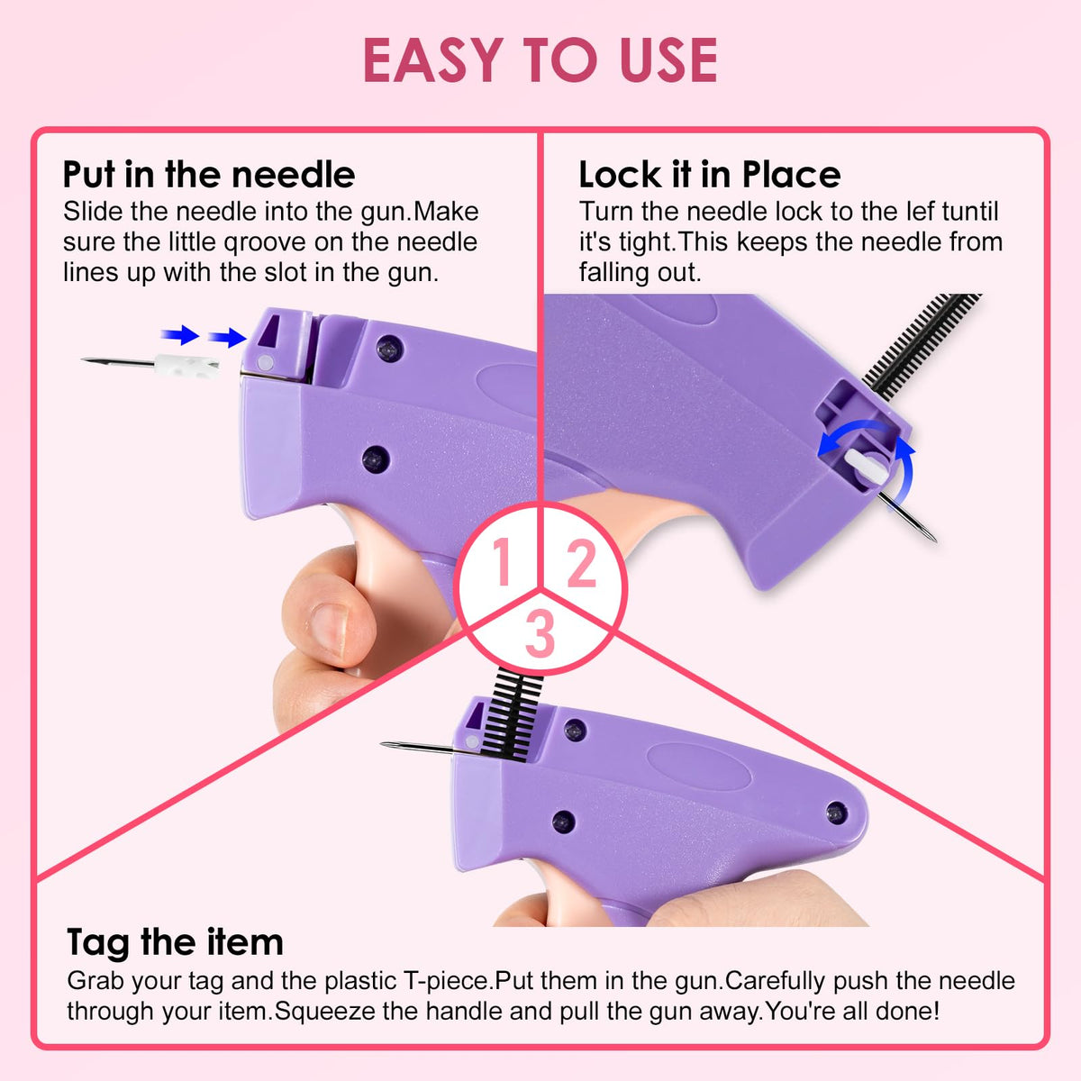 Stitch Gun for Clothes,Retail Tagging Gun for Clothing,Includes 6 Mini Needle,5000 Pcs Micro Fasteners(2500 White &