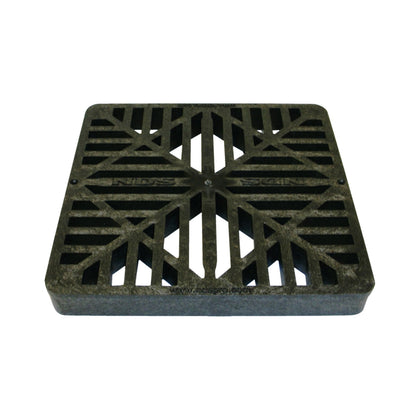 9 Inch Square Grate, Black Polyolefin Drainage Grate Cover for 9 in. x 9 in. Square Catch Basins, Replacement Top for
