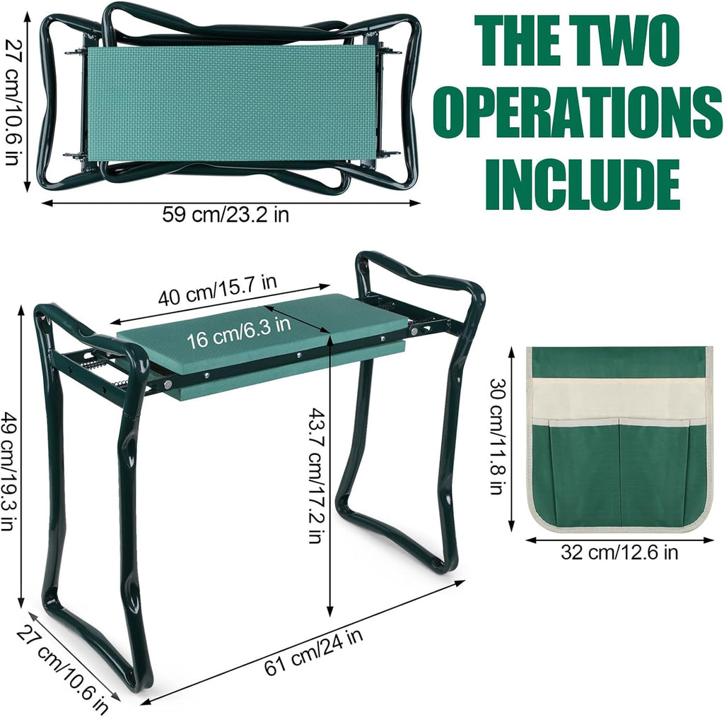 Garden Kneeler and Seat with Thicken & Widen Soft Kneeling Pad,Foldable Garden Stool Heavy Duty Gardening Bench for