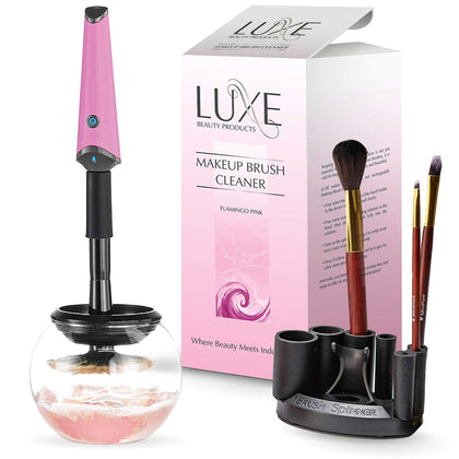Electric Makeup Brush Cleaner, Pink, USB Charging Station, 3 Adjustable Speeds, Cleaner to Instantly Wash and Dry