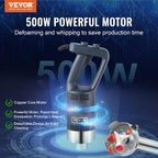 Commercial Immersion Blender, 500W Heavy Duty Hand Mixer, 16 inch Stepless Variable Speed Mixer with Stainless Steel