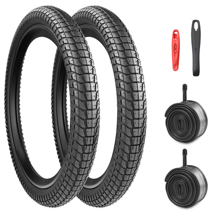20x1.95 / 20x2.1 / 20x2.25 Bike Tires High-Durability Replacement Tires for BMX, Freestyle, and Trick Bikes (Black(2
