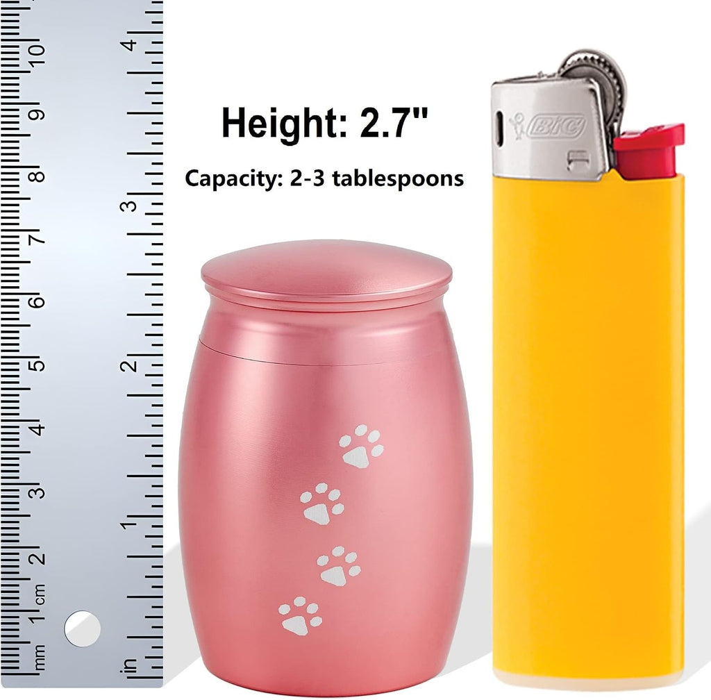 Pink Small Urns for Dog Ashes, Pet Memorial Gift for Loss of Cat