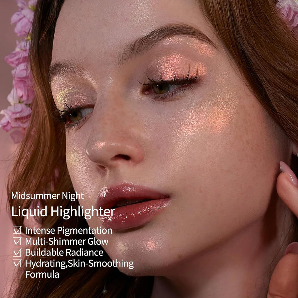 Midsummer Fairytales Liquid Highlighter&Eyeshadow(Multichrome),Highlighter Makeup,Pearlescent Face&Eye