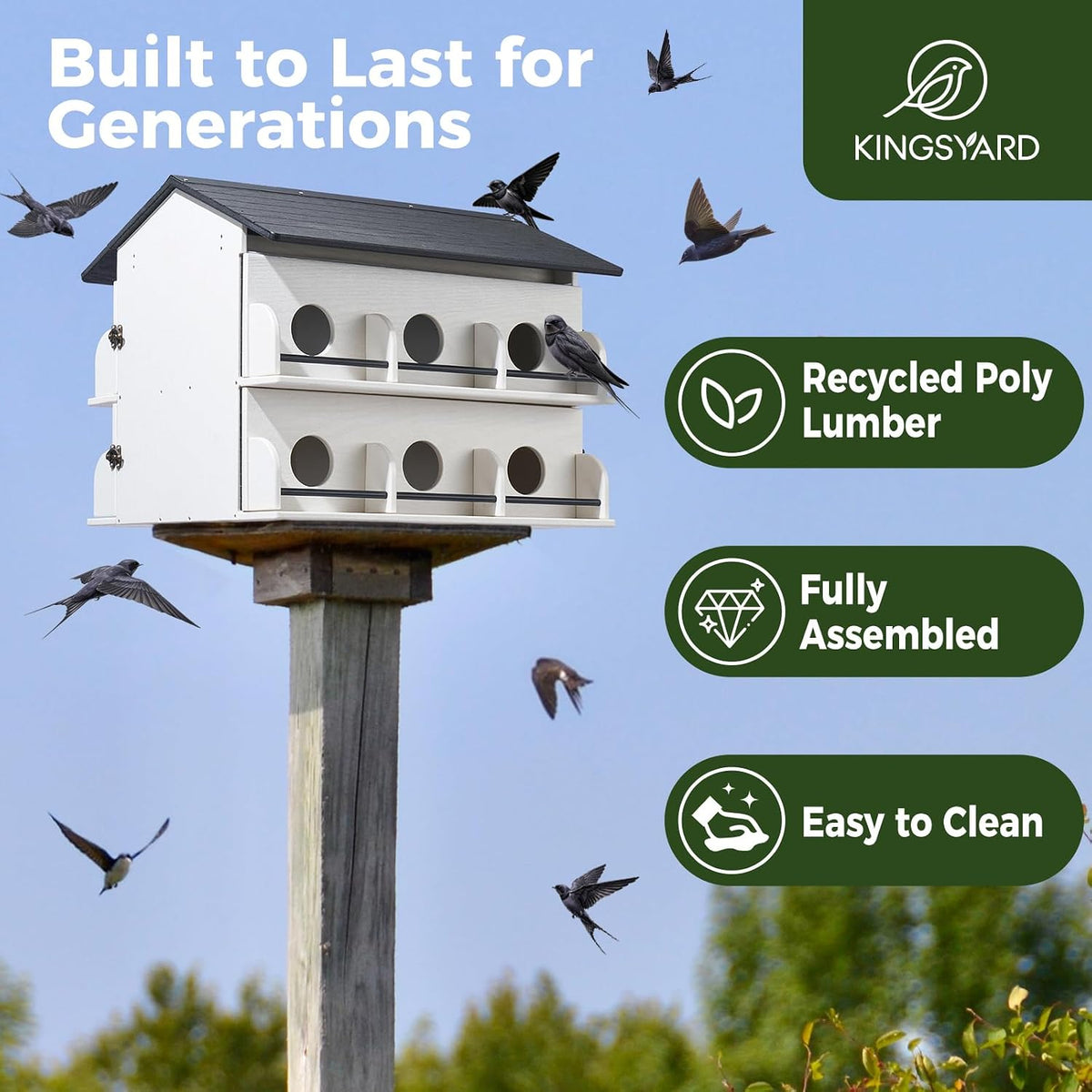 12-Room Pre-Assembled Purple Martin House