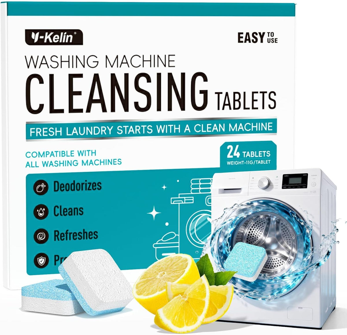 Washing Machine Cleaner Tablets, 24 Pack - Up to 1 Year Supply
