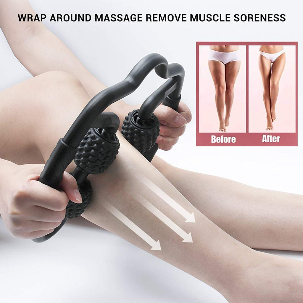 4 Wheels Foam Roller Muscle Massager for Leg Neck Hand Arm,Trigger Point Muscle Relax Massager Indoor Sports Yoga