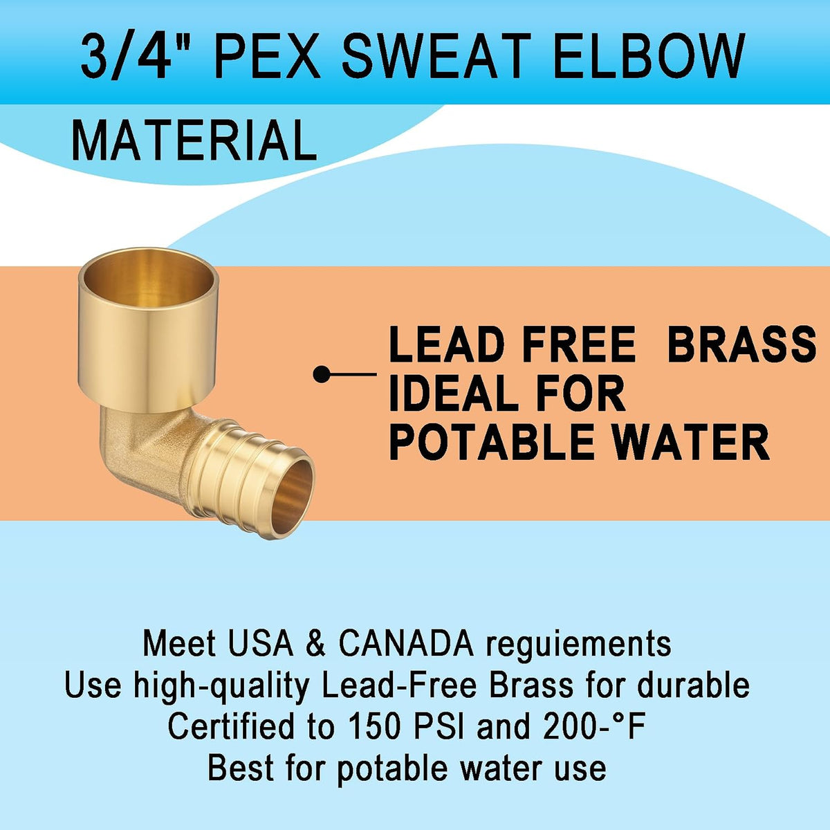 (20 Pack) Asterbacks 3/4 PEX to 3/4 Female Sweat Elbow Fitting For PEX-A/B/C Pipe