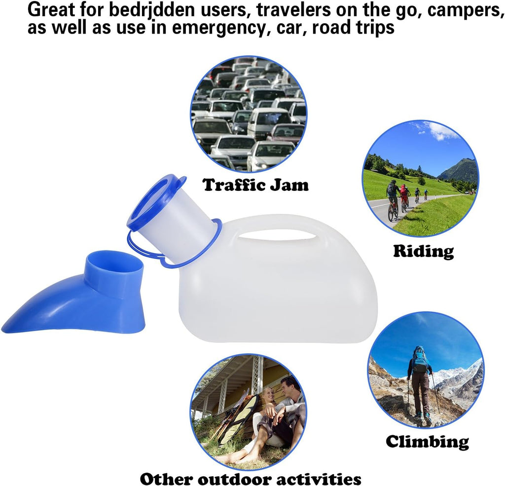 Unisex Urinal, Portable Toilet Urinal for Men and Women, Pee Bottle with a Sealed Lid and Funnel for Elderly Kids and