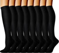 8 Pairs Wide Calf Compression Socks for Women Men 15-20 mmHg Knee High