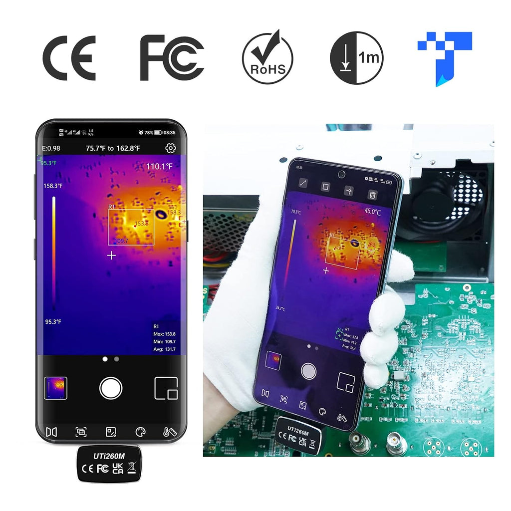Thermal Camera Android USB-C 256x192 IR High Resolution Infrared Cameras Thermal Imaging Camera for Smartphones