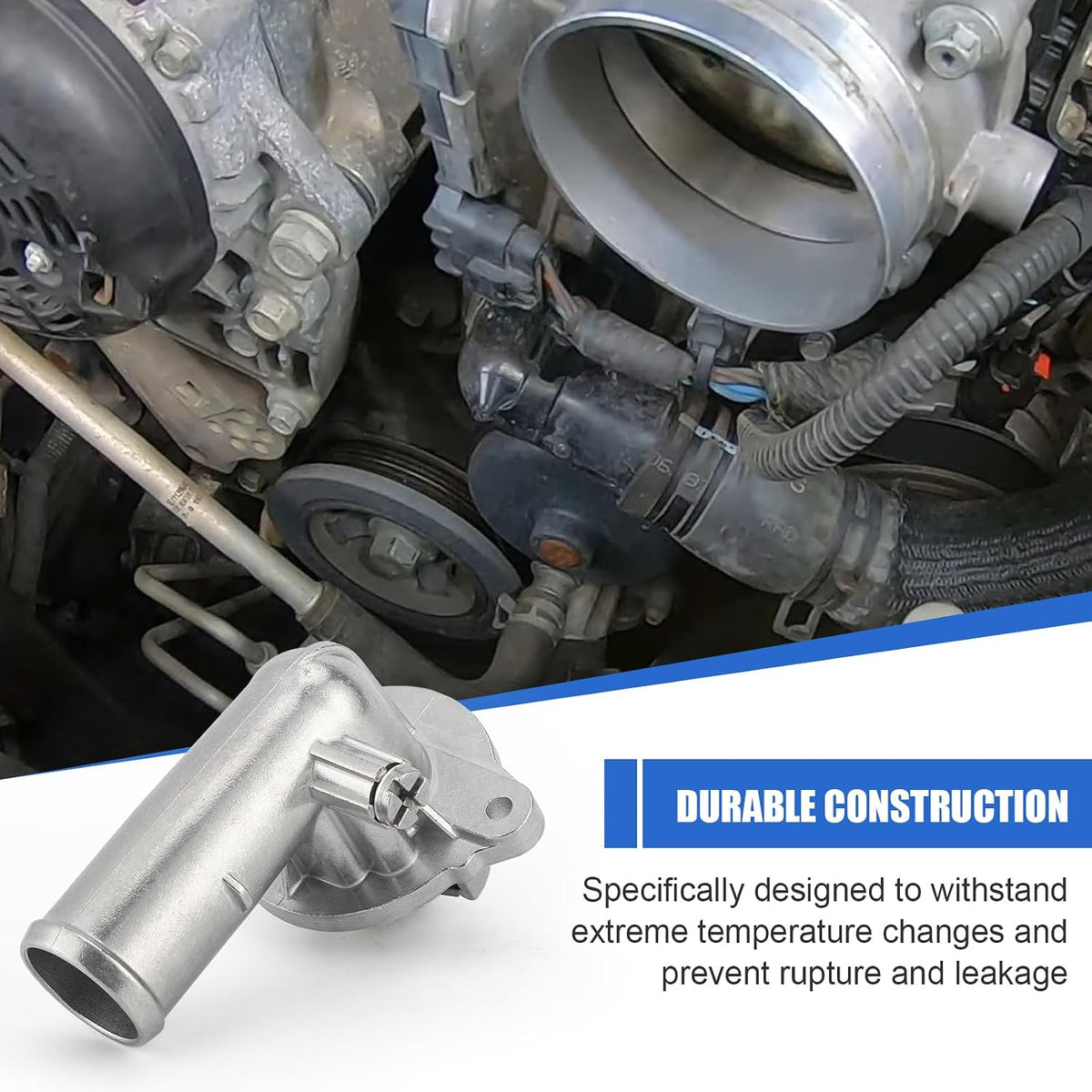 Upgrade Aluminium Thermostat Housing Assembly Compatible with Jeep Grand Cherokee 2011-2015 Wrangler 2012-2017 Wrangler JK 2018, Dodge Durango 2011-2015 Replaces 05184651AF 902-852 5184651AG 5184651AF