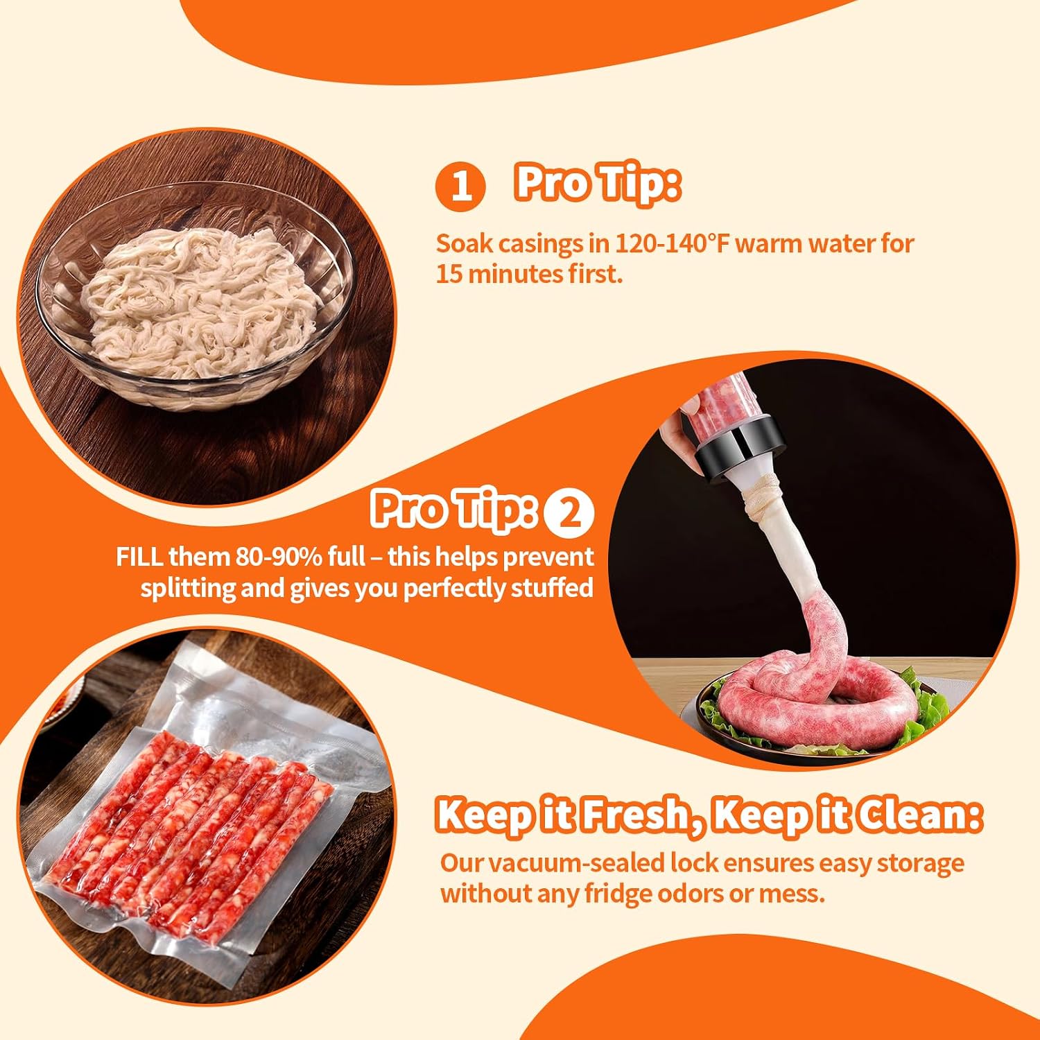 Collagen Sausage Casing,HALAL Edible Drying Sausage Casings 19mm for Hot Dog,Breakfast Sausage, Bratwurst,Chorizo and