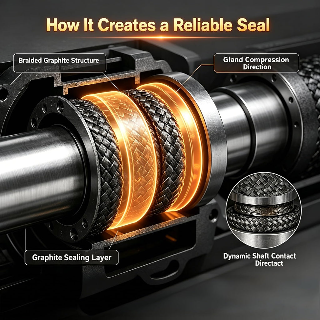 Flexible Graphite Braided Packing,5/8"-5ft for Mechanical Seals