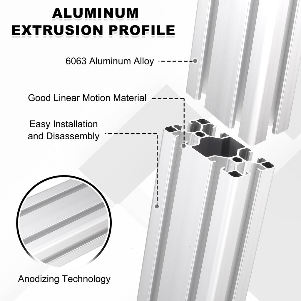 uxcell 2Pcs 450mm 4080 Aluminum Extrusion Profile, Anodized Linear Rail