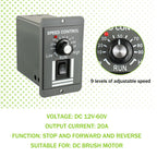 EPLZON DC 12-60V Motor Speed Controller 20A Adjustable PWM Controller Switch Forward/Reverse Electric Motor Speed Regulator Suitable for DC Brush Motor