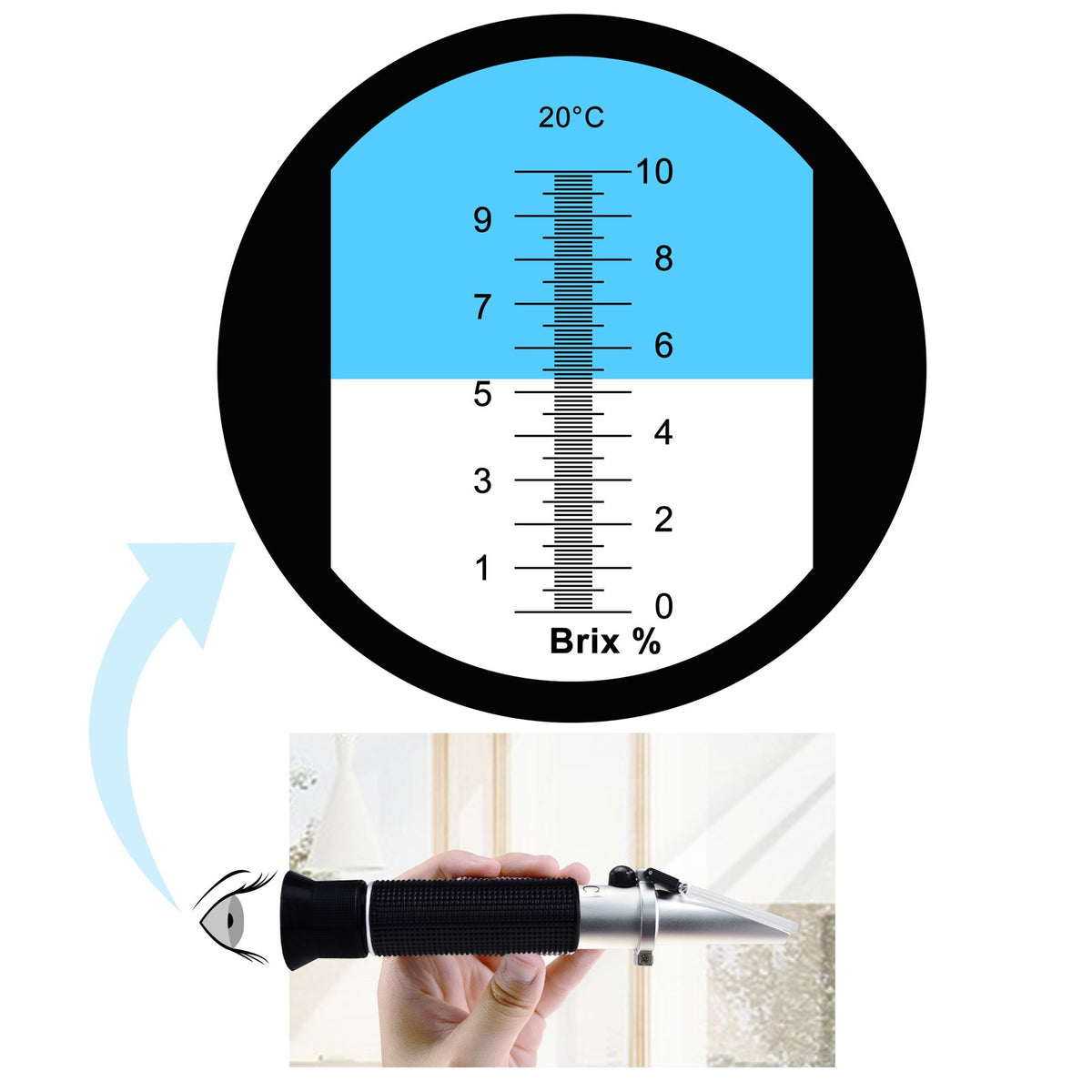 0-10% Brix Refractometer with ATC Low-Concentrated Sugar Content Solutions Accuracy 0.1% Maple Sap Cutting Liquid CNC