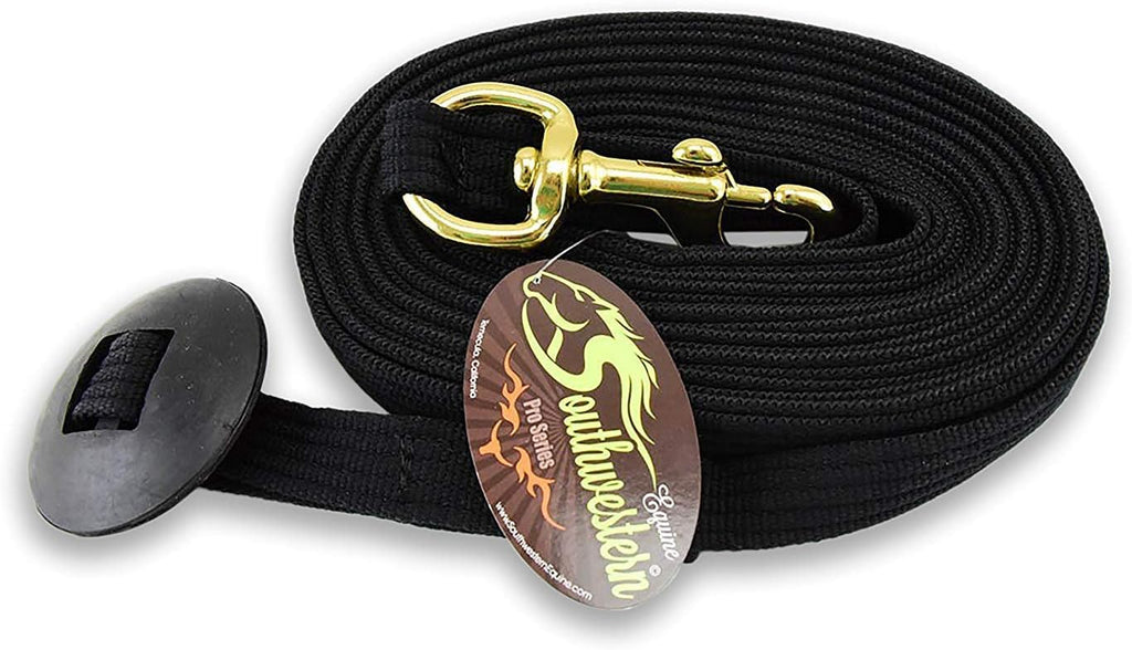 Lunge Line for Horses Cotton Horse Lunge Line with Bolt Snap & Rubber Stop (Black, 24')