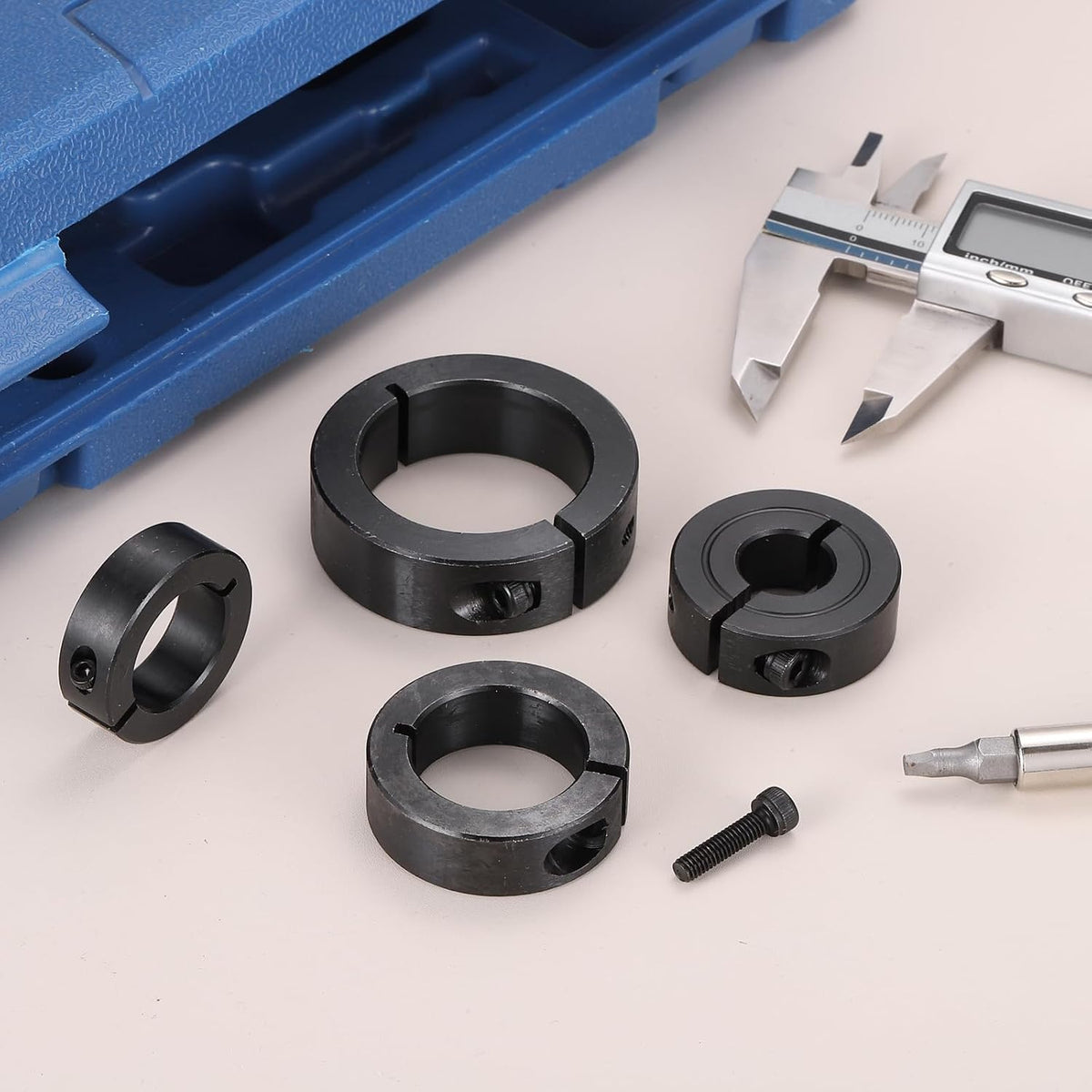uxcell 4pcs Single Split Shaft Collar 8mm Carbon Steel Black Oxide
