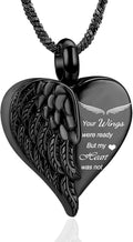 Love Heart Urn Necklace for Ashes Keepsake Memorial Cremation Jewelry Stainless Steel Angel Wing Heart Urn Locket