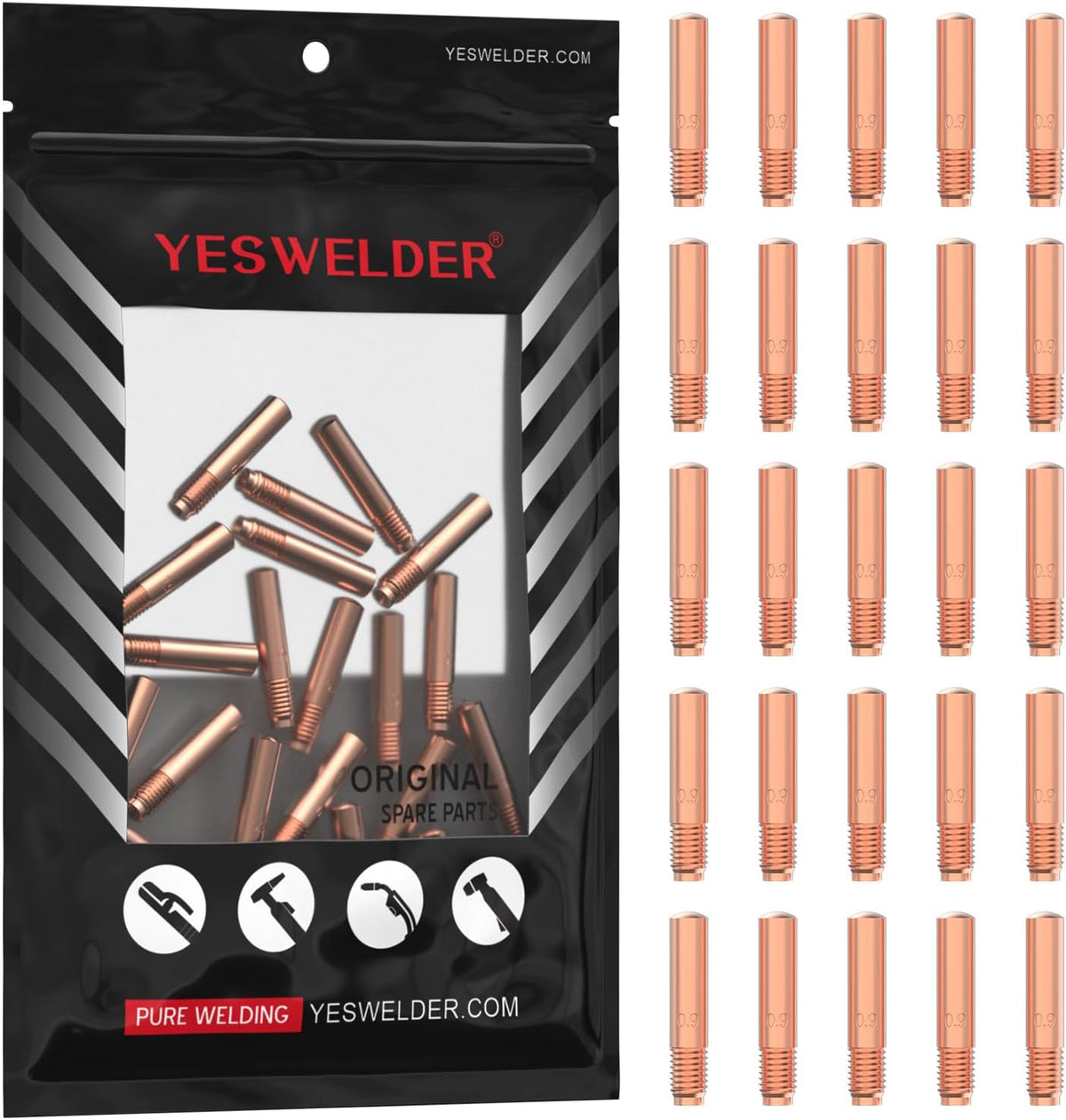 YESWELDER 25pk Contact Tip 000-068 (0.035") MIG Welding Tip