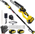 Brushless 2-IN-1 Cordless Pole Saw & Mini Chainsaw, 8 Inch Max Reach 16 Ft | 2× 21V 4.0Ah Battery, Multi-Angle