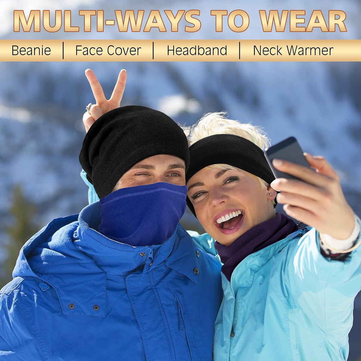 Winter Neck Warmer Gaiter: Windproof Fleece Face Mask Multi Pack | Breathable Ski Mask for Men Women Balaclava Scarf