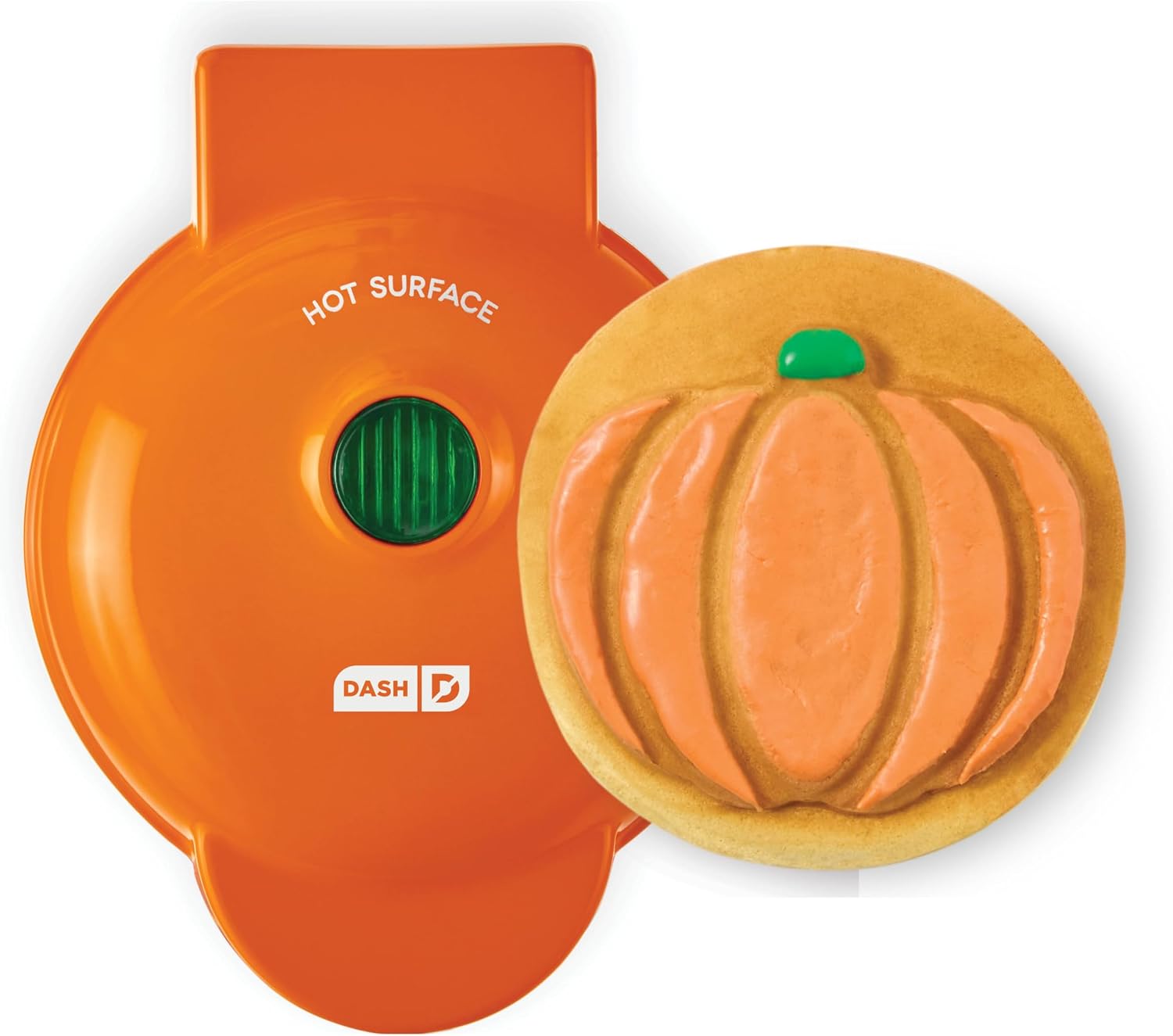 Pumpkin Mini Waffle Maker, 4-Inch Nonstick Cooking Surface, Orange