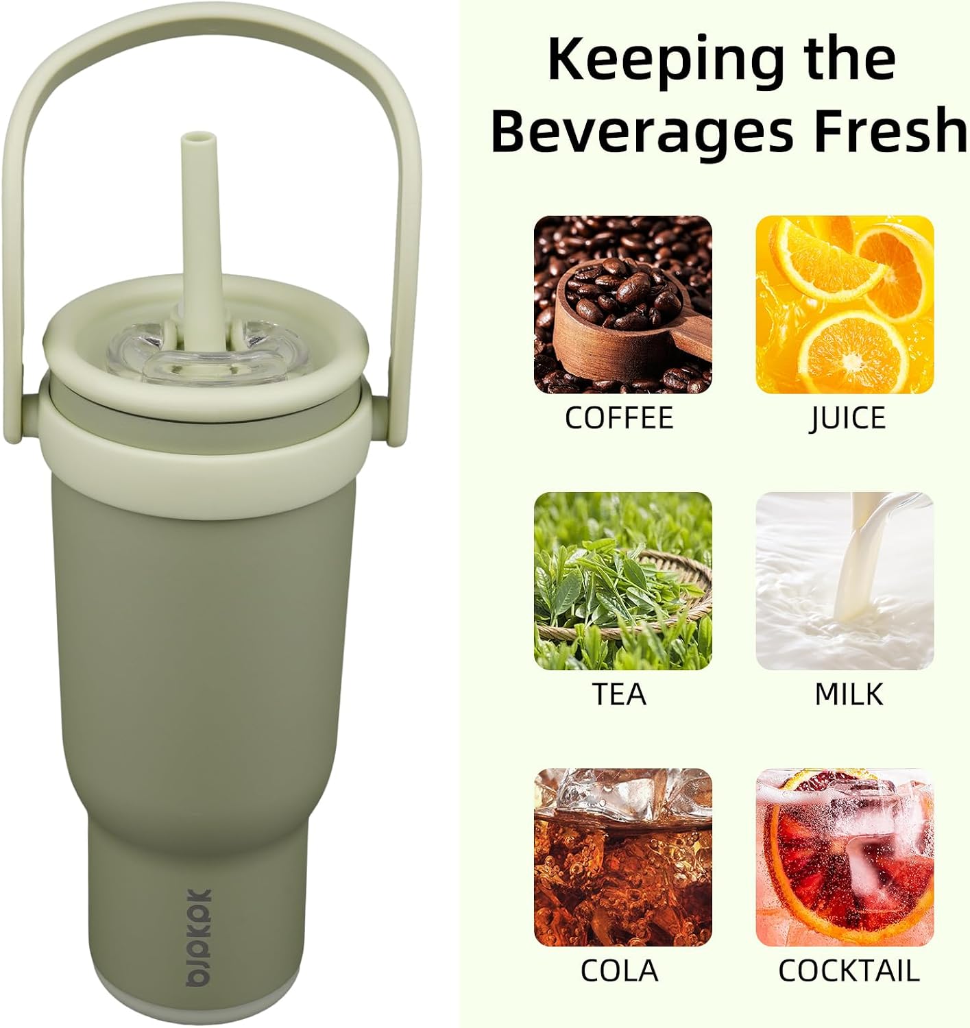 40 oz Insulated Water Bottle with Handle & Straw, Stainless Steel | Double Wall Vacuum, Leak Proof, Sweatproof, Wide