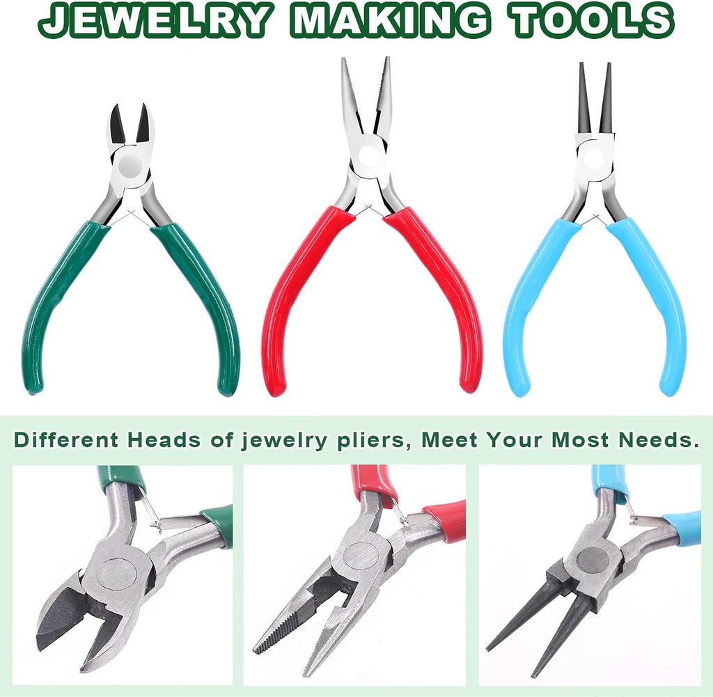 1489Pcs Jewelry Making Tools with Findings Set Includes Jewelry Pliers, Cord End, Jump Rings, Lobster Clasps, Beading